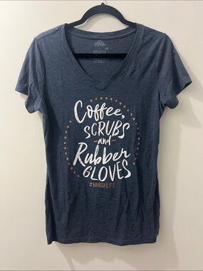Nurse Navy V-Neck Tee with White & Gold Graphic